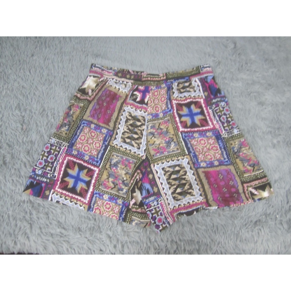 Boho Patchwork Shorts Womens 2XL Multicolor Elastic Waist Casual Summer